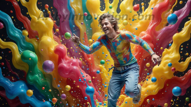 Paint Splat Fun - Hot men having fun with body paint. AI-generated abstract art featuring beautiful, handsome, sexy, shirtless, men, boys, lads, full of excitement joy and fun, covered in body paint, dynamic, interactive, Combining elements of realism with surreal abstract qualities, showcasing the potential of AI in artistic expression. Photos of guys, just smiling, happy, and having a good time. Most of them are smiling because a paint bomb just blow up next to them, so I'm calling is Abstract Art. When paint attacks and makes people happy, it's Art!