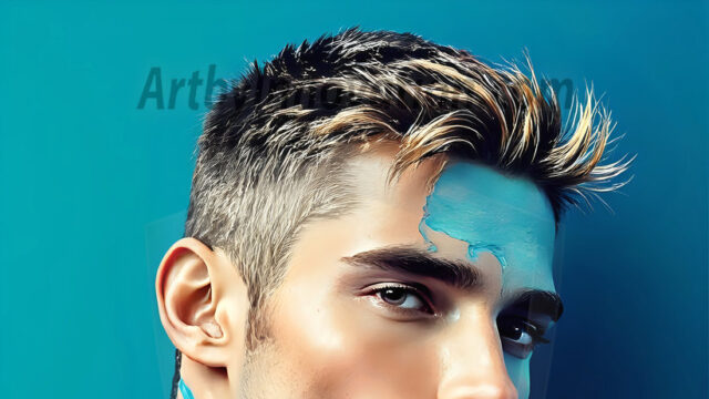 AI-generated abstract art featuring beautiful, handsome, sexy, shirtless, men, boys, lads, full of excitement joy and fun, covered in body paint, dynamic, interactive, Combining elements of realism with surreal abstract qualities, showcasing the potential of AI in artistic expression. Photos of guys, just smiling, happy, and having a good time. Most of them are smiling because a paint bomb just blow up next to them, so I'm calling is Abstract Art. When paint attacks and makes people happy, it's Art!