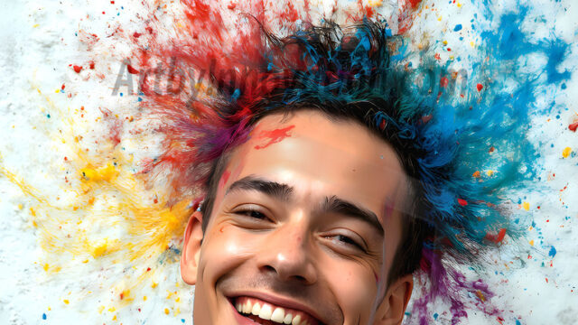 AI-generated abstract art featuring beautiful, handsome, sexy, shirtless, men, boys, lads, full of excitement joy and fun, covered in body paint, dynamic, interactive, Combining elements of realism with surreal abstract qualities, showcasing the potential of AI in artistic expression. Photos of guys, just smiling, happy, and having a good time. Most of them are smiling because a paint bomb just blow up next to them, so I'm calling is Abstract Art. When paint attacks and makes people happy, it's Art!