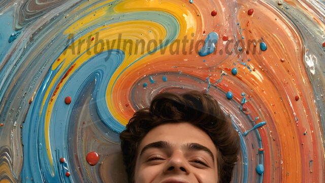 AI-generated abstract art featuring beautiful, handsome, sexy, shirtless, men, boys, lads, full of excitement joy and fun, covered in body paint, dynamic, interactive, Combining elements of realism with surreal abstract qualities, showcasing the potential of AI in artistic expression. Photos of guys, just smiling, happy, and having a good time. Most of them are smiling because a paint bomb just blow up next to them, so I'm calling is Abstract Art. When paint attacks and makes people happy, it's Art!