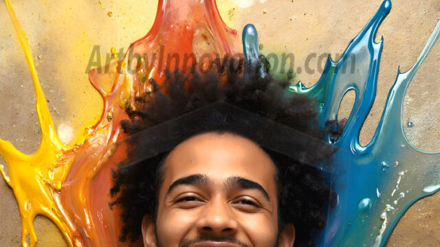 AI-generated abstract art featuring beautiful, handsome, sexy, shirtless, men, boys, lads, full of excitement joy and fun, covered in body paint, dynamic, interactive, Combining elements of realism with surreal abstract qualities, showcasing the potential of AI in artistic expression. Photos of guys, just smiling, happy, and having a good time. Most of them are smiling because a paint bomb just blow up next to them, so I'm calling is Abstract Art. When paint attacks and makes people happy, it's Art!