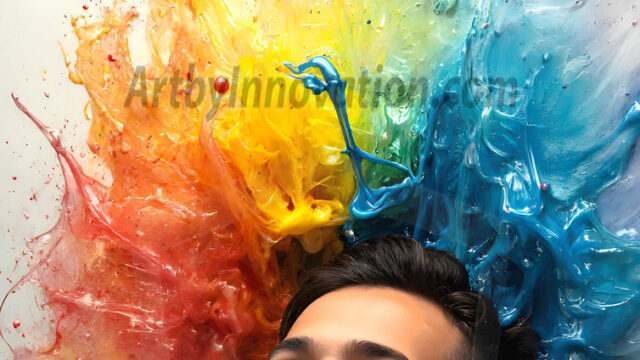 AI-generated abstract art featuring beautiful, handsome, sexy, shirtless, men, boys, lads, full of excitement joy and fun, covered in body paint, dynamic, interactive, Combining elements of realism with surreal abstract qualities, showcasing the potential of AI in artistic expression. Photos of guys, just smiling, happy, and having a good time. Most of them are smiling because a paint bomb just blow up next to them, so I'm calling is Abstract Art. When paint attacks and makes people happy, it's Art!