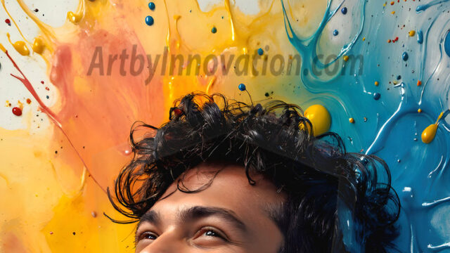 AI-generated abstract art featuring beautiful, handsome, sexy, shirtless, men, boys, lads, full of excitement joy and fun, covered in body paint, dynamic, interactive, Combining elements of realism with surreal abstract qualities, showcasing the potential of AI in artistic expression. Photos of guys, just smiling, happy, and having a good time. Most of them are smiling because a paint bomb just blow up next to them, so I'm calling is Abstract Art. When paint attacks and makes people happy, it's Art!