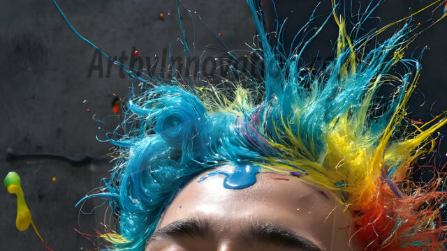 AI-generated abstract art featuring beautiful, handsome, sexy, shirtless, men, boys, lads, full of excitement joy and fun, covered in body paint, dynamic, interactive, Combining elements of realism with surreal abstract qualities, showcasing the potential of AI in artistic expression. Photos of guys, just smiling, happy, and having a good time. Most of them are smiling because a paint bomb just blow up next to them, so I'm calling is Abstract Art. When paint attacks and makes people happy, it's Art!