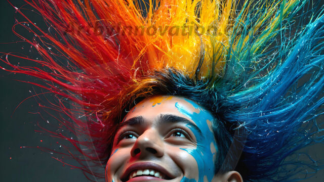 AI-generated abstract art featuring beautiful, handsome, sexy, shirtless, men, boys, lads, full of excitement joy and fun, covered in body paint, dynamic, interactive, Combining elements of realism with surreal abstract qualities, showcasing the potential of AI in artistic expression. Photos of guys, just smiling, happy, and having a good time. Most of them are smiling because a paint bomb just blow up next to them, so I'm calling is Abstract Art. When paint attacks and makes people happy, it's Art!