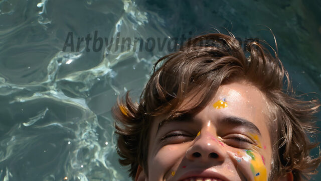 AI-generated abstract art featuring beautiful, handsome, sexy, shirtless, men, boys, lads, full of excitement joy and fun, covered in body paint, dynamic, interactive, Combining elements of realism with surreal abstract qualities, showcasing the potential of AI in artistic expression. Photos of guys, just smiling, happy, and having a good time. Most of them are smiling because a paint bomb just blow up next to them, so I'm calling is Abstract Art. When paint attacks and makes people happy, it's Art!