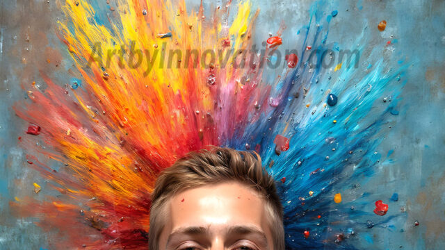 AI-generated abstract art featuring beautiful, handsome, sexy, shirtless, men, boys, lads, full of excitement joy and fun, covered in body paint, dynamic, interactive, Combining elements of realism with surreal abstract qualities, showcasing the potential of AI in artistic expression. Photos of guys, just smiling, happy, and having a good time. Most of them are smiling because a paint bomb just blow up next to them, so I'm calling is Abstract Art. When paint attacks and makes people happy, it's Art!