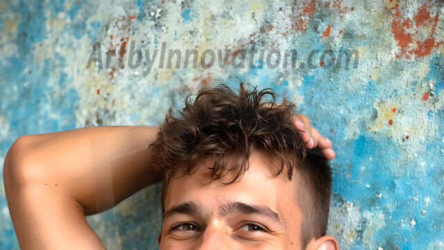 AI-generated abstract art featuring beautiful, handsome, sexy, shirtless, men, boys, lads, full of excitement joy and fun, covered in body paint, dynamic, interactive, Combining elements of realism with surreal abstract qualities, showcasing the potential of AI in artistic expression. Photos of guys, just smiling, happy, and having a good time. Most of them are smiling because a paint bomb just blow up next to them, so I'm calling is Abstract Art. When paint attacks and makes people happy, it's Art!