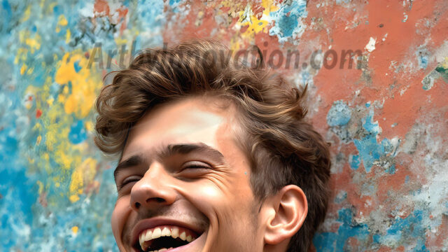 AI-generated abstract art featuring beautiful, handsome, sexy, shirtless, men, boys, lads, full of excitement joy and fun, covered in body paint, dynamic, interactive, Combining elements of realism with surreal abstract qualities, showcasing the potential of AI in artistic expression. Photos of guys, just smiling, happy, and having a good time. Most of them are smiling because a paint bomb just blow up next to them, so I'm calling is Abstract Art. When paint attacks and makes people happy, it's Art!