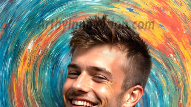 AI-generated abstract art featuring beautiful, handsome, sexy, shirtless, men, boys, lads, full of excitement joy and fun, covered in body paint, dynamic, interactive, Combining elements of realism with surreal abstract qualities, showcasing the potential of AI in artistic expression. Photos of guys, just smiling, happy, and having a good time. Most of them are smiling because a paint bomb just blow up next to them, so I'm calling is Abstract Art. When paint attacks and makes people happy, it's Art!