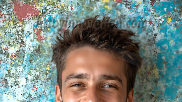 AI-generated abstract art featuring beautiful, handsome, sexy, shirtless, men, boys, lads, full of excitement joy and fun, covered in body paint, dynamic, interactive, Combining elements of realism with surreal abstract qualities, showcasing the potential of AI in artistic expression. Photos of guys, just smiling, happy, and having a good time. Most of them are smiling because a paint bomb just blow up next to them, so I'm calling is Abstract Art. When paint attacks and makes people happy, it's Art!