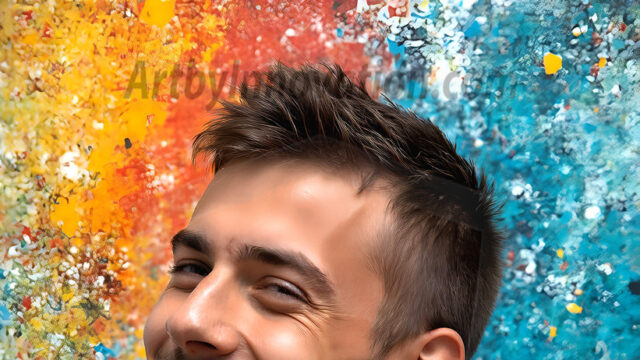 AI-generated abstract art featuring beautiful, handsome, sexy, shirtless, men, boys, lads, full of excitement joy and fun, covered in body paint, dynamic, interactive, Combining elements of realism with surreal abstract qualities, showcasing the potential of AI in artistic expression. Photos of guys, just smiling, happy, and having a good time. Most of them are smiling because a paint bomb just blow up next to them, so I'm calling is Abstract Art. When paint attacks and makes people happy, it's Art!