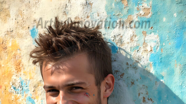 AI-generated abstract art featuring beautiful, handsome, sexy, shirtless, men, boys, lads, full of excitement joy and fun, covered in body paint, dynamic, interactive, Combining elements of realism with surreal abstract qualities, showcasing the potential of AI in artistic expression. Photos of guys, just smiling, happy, and having a good time. Most of them are smiling because a paint bomb just blow up next to them, so I'm calling is Abstract Art. When paint attacks and makes people happy, it's Art!