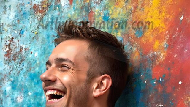 AI-generated abstract art featuring beautiful, handsome, sexy, shirtless, men, boys, lads, full of excitement joy and fun, covered in body paint, dynamic, interactive, Combining elements of realism with surreal abstract qualities, showcasing the potential of AI in artistic expression. Photos of guys, just smiling, happy, and having a good time. Most of them are smiling because a paint bomb just blow up next to them, so I'm calling is Abstract Art. When paint attacks and makes people happy, it's Art!