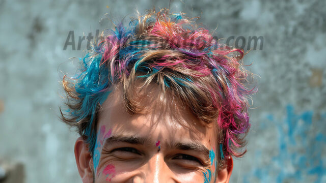 AI-generated abstract art featuring beautiful, handsome, sexy, shirtless, men, boys, lads, full of excitement joy and fun, covered in body paint, dynamic, interactive, Combining elements of realism with surreal abstract qualities, showcasing the potential of AI in artistic expression. Photos of guys, just smiling, happy, and having a good time. Most of them are smiling because a paint bomb just blow up next to them, so I'm calling is Abstract Art. When paint attacks and makes people happy, it's Art!