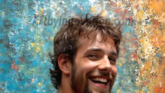 AI-generated abstract art featuring beautiful, handsome, sexy, shirtless, men, boys, lads, full of excitement joy and fun, covered in body paint, dynamic, interactive, Combining elements of realism with surreal abstract qualities, showcasing the potential of AI in artistic expression. Photos of guys, just smiling, happy, and having a good time. Most of them are smiling because a paint bomb just blow up next to them, so I'm calling is Abstract Art. When paint attacks and makes people happy, it's Art!