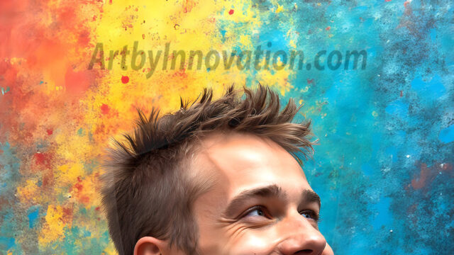 AI-generated abstract art featuring beautiful, handsome, sexy, shirtless, men, boys, lads, full of excitement joy and fun, covered in body paint, dynamic, interactive, Combining elements of realism with surreal abstract qualities, showcasing the potential of AI in artistic expression. Photos of guys, just smiling, happy, and having a good time. Most of them are smiling because a paint bomb just blow up next to them, so I'm calling is Abstract Art. When paint attacks and makes people happy, it's Art!