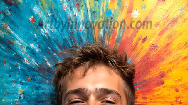 AI-generated abstract art featuring beautiful, handsome, sexy, shirtless, men, boys, lads, full of excitement joy and fun, covered in body paint, dynamic, interactive, Combining elements of realism with surreal abstract qualities, showcasing the potential of AI in artistic expression. Photos of guys, just smiling, happy, and having a good time. Most of them are smiling because a paint bomb just blow up next to them, so I'm calling is Abstract Art. When paint attacks and makes people happy, it's Art!