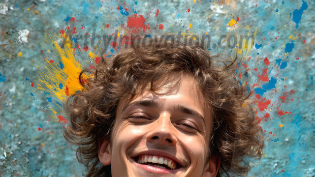 AI-generated abstract art featuring beautiful, handsome, sexy, shirtless, men, boys, lads, full of excitement joy and fun, covered in body paint, dynamic, interactive, Combining elements of realism with surreal abstract qualities, showcasing the potential of AI in artistic expression. Photos of guys, just smiling, happy, and having a good time. Most of them are smiling because a paint bomb just blow up next to them, so I'm calling is Abstract Art. When paint attacks and makes people happy, it's Art!