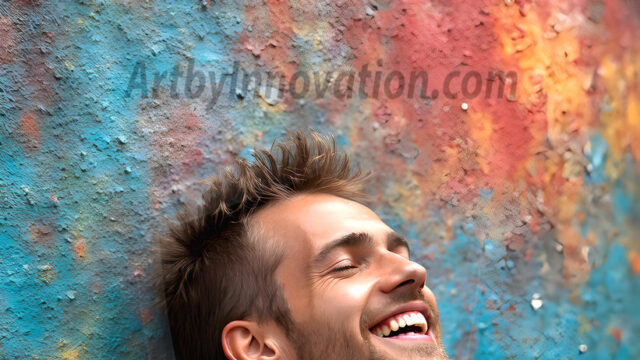 AI-generated abstract art featuring beautiful, handsome, sexy, shirtless, men, boys, lads, full of excitement joy and fun, covered in body paint, dynamic, interactive, Combining elements of realism with surreal abstract qualities, showcasing the potential of AI in artistic expression. Photos of guys, just smiling, happy, and having a good time. Most of them are smiling because a paint bomb just blow up next to them, so I'm calling is Abstract Art. When paint attacks and makes people happy, it's Art!