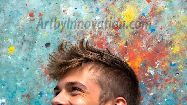 AI-generated abstract art featuring beautiful, handsome, sexy, shirtless, men, boys, lads, full of excitement joy and fun, covered in body paint, dynamic, interactive, Combining elements of realism with surreal abstract qualities, showcasing the potential of AI in artistic expression. Photos of guys, just smiling, happy, and having a good time. Most of them are smiling because a paint bomb just blow up next to them, so I'm calling is Abstract Art. When paint attacks and makes people happy, it's Art!