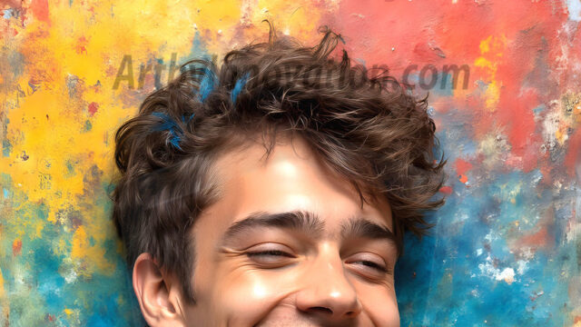 AI-generated abstract art featuring beautiful, handsome, sexy, shirtless, men, boys, lads, full of excitement joy and fun, covered in body paint, dynamic, interactive, Combining elements of realism with surreal abstract qualities, showcasing the potential of AI in artistic expression. Photos of guys, just smiling, happy, and having a good time. Most of them are smiling because a paint bomb just blow up next to them, so I'm calling is Abstract Art. When paint attacks and makes people happy, it's Art!