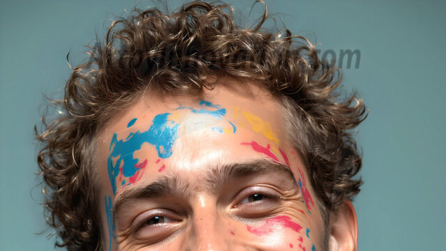 AI-generated abstract art featuring beautiful, handsome, sexy, shirtless, men, boys, lads, full of excitement joy and fun, covered in body paint, dynamic, interactive, Combining elements of realism with surreal abstract qualities, showcasing the potential of AI in artistic expression. Photos of guys, just smiling, happy, and having a good time. Most of them are smiling because a paint bomb just blow up next to them, so I'm calling is Abstract Art. When paint attacks and makes people happy, it's Art!