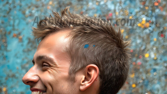 AI-generated abstract art featuring beautiful, handsome, sexy, shirtless, men, boys, lads, full of excitement joy and fun, covered in body paint, dynamic, interactive, Combining elements of realism with surreal abstract qualities, showcasing the potential of AI in artistic expression. Photos of guys, just smiling, happy, and having a good time. Most of them are smiling because a paint bomb just blow up next to them, so I'm calling is Abstract Art. When paint attacks and makes people happy, it's Art!