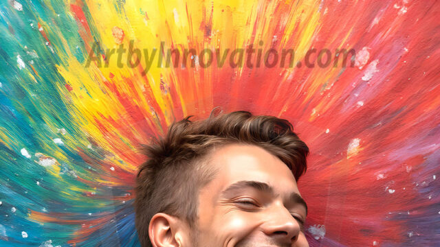 AI-generated abstract art featuring beautiful, handsome, sexy, shirtless, men, boys, lads, full of excitement joy and fun, covered in body paint, dynamic, interactive, Combining elements of realism with surreal abstract qualities, showcasing the potential of AI in artistic expression. Photos of guys, just smiling, happy, and having a good time. Most of them are smiling because a paint bomb just blow up next to them, so I'm calling is Abstract Art. When paint attacks and makes people happy, it's Art!