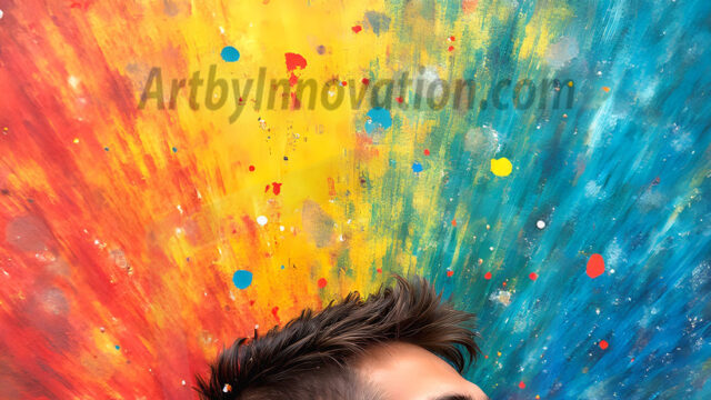 AI-generated abstract art featuring beautiful, handsome, sexy, shirtless, men, boys, lads, full of excitement joy and fun, covered in body paint, dynamic, interactive, Combining elements of realism with surreal abstract qualities, showcasing the potential of AI in artistic expression. Photos of guys, just smiling, happy, and having a good time. Most of them are smiling because a paint bomb just blow up next to them, so I'm calling is Abstract Art. When paint attacks and makes people happy, it's Art!