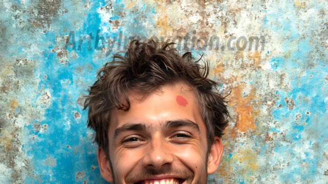 AI-generated abstract art featuring beautiful, handsome, sexy, shirtless, men, boys, lads, full of excitement joy and fun, covered in body paint, dynamic, interactive, Combining elements of realism with surreal abstract qualities, showcasing the potential of AI in artistic expression. Photos of guys, just smiling, happy, and having a good time. Most of them are smiling because a paint bomb just blow up next to them, so I'm calling is Abstract Art. When paint attacks and makes people happy, it's Art!