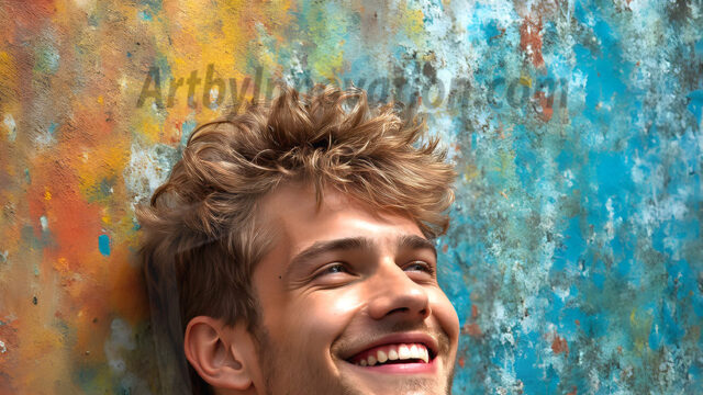 AI-generated abstract art featuring beautiful, handsome, sexy, shirtless, men, boys, lads, full of excitement joy and fun, covered in body paint, dynamic, interactive, Combining elements of realism with surreal abstract qualities, showcasing the potential of AI in artistic expression. Photos of guys, just smiling, happy, and having a good time. Most of them are smiling because a paint bomb just blow up next to them, so I'm calling is Abstract Art. When paint attacks and makes people happy, it's Art!