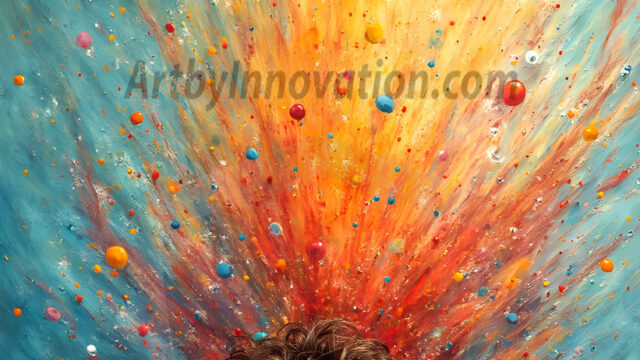 AI-generated abstract art featuring beautiful, handsome, sexy, shirtless, men, boys, lads, full of excitement joy and fun, covered in body paint, dynamic, interactive, Combining elements of realism with surreal abstract qualities, showcasing the potential of AI in artistic expression. Photos of guys, just smiling, happy, and having a good time. Most of them are smiling because a paint bomb just blow up next to them, so I'm calling is Abstract Art. When paint attacks and makes people happy, it's Art!