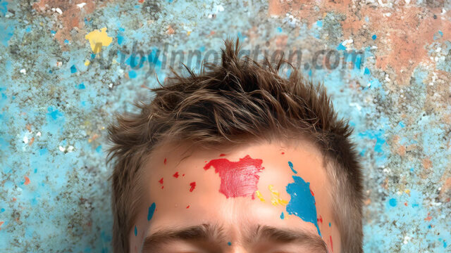 AI-generated abstract art featuring beautiful, handsome, sexy, shirtless, men, boys, lads, full of excitement joy and fun, covered in body paint, dynamic, interactive, Combining elements of realism with surreal abstract qualities, showcasing the potential of AI in artistic expression. Photos of guys, just smiling, happy, and having a good time. Most of them are smiling because a paint bomb just blow up next to them, so I'm calling is Abstract Art. When paint attacks and makes people happy, it's Art!