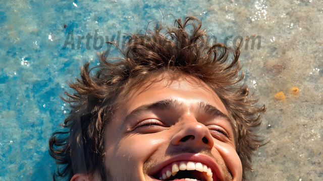 AI-generated abstract art featuring beautiful, handsome, sexy, shirtless, men, boys, lads, full of excitement joy and fun, covered in body paint, dynamic, interactive, Combining elements of realism with surreal abstract qualities, showcasing the potential of AI in artistic expression. Photos of guys, just smiling, happy, and having a good time. Most of them are smiling because a paint bomb just blow up next to them, so I'm calling is Abstract Art. When paint attacks and makes people happy, it's Art!