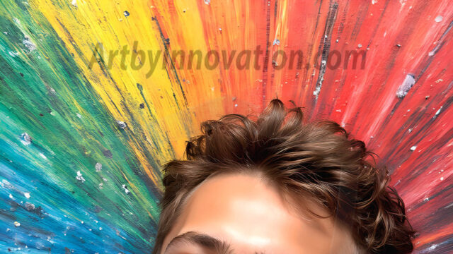 AI-generated abstract art featuring beautiful, handsome, sexy, shirtless, men, boys, lads, full of excitement joy and fun, covered in body paint, dynamic, interactive, Combining elements of realism with surreal abstract qualities, showcasing the potential of AI in artistic expression. Photos of guys, just smiling, happy, and having a good time. Most of them are smiling because a paint bomb just blow up next to them, so I'm calling is Abstract Art. When paint attacks and makes people happy, it's Art!