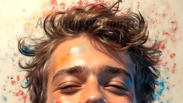 AI-generated abstract art featuring beautiful, handsome, sexy, shirtless, men, boys, lads, full of excitement joy and fun, covered in body paint, dynamic, interactive, Combining elements of realism with surreal abstract qualities, showcasing the potential of AI in artistic expression. Photos of guys, just smiling, happy, and having a good time. Most of them are smiling because a paint bomb just blow up next to them, so I'm calling is Abstract Art. When paint attacks and makes people happy, it's Art!