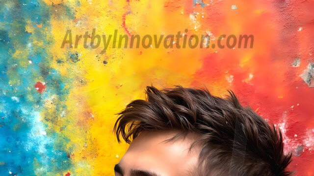 AI-generated abstract art featuring beautiful, handsome, sexy, shirtless, men, boys, lads, full of excitement joy and fun, covered in body paint, dynamic, interactive, Combining elements of realism with surreal abstract qualities, showcasing the potential of AI in artistic expression. Photos of guys, just smiling, happy, and having a good time. Most of them are smiling because a paint bomb just blow up next to them, so I'm calling is Abstract Art. When paint attacks and makes people happy, it's Art!