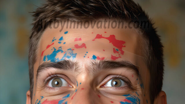 AI-generated abstract art featuring beautiful, handsome, sexy, shirtless, men, boys, lads, full of excitement joy and fun, covered in body paint, dynamic, interactive, Combining elements of realism with surreal abstract qualities, showcasing the potential of AI in artistic expression. Photos of guys, just smiling, happy, and having a good time. Most of them are smiling because a paint bomb just blow up next to them, so I'm calling is Abstract Art. When paint attacks and makes people happy, it's Art!