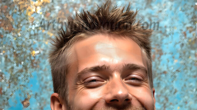 AI-generated abstract art featuring beautiful, handsome, sexy, shirtless, men, boys, lads, full of excitement joy and fun, covered in body paint, dynamic, interactive, Combining elements of realism with surreal abstract qualities, showcasing the potential of AI in artistic expression. Photos of guys, just smiling, happy, and having a good time. Most of them are smiling because a paint bomb just blow up next to them, so I'm calling is Abstract Art. When paint attacks and makes people happy, it's Art!