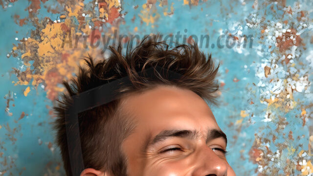 AI-generated abstract art featuring beautiful, handsome, sexy, shirtless, men, boys, lads, full of excitement joy and fun, covered in body paint, dynamic, interactive, Combining elements of realism with surreal abstract qualities, showcasing the potential of AI in artistic expression. Photos of guys, just smiling, happy, and having a good time. Most of them are smiling because a paint bomb just blow up next to them, so I'm calling is Abstract Art. When paint attacks and makes people happy, it's Art!