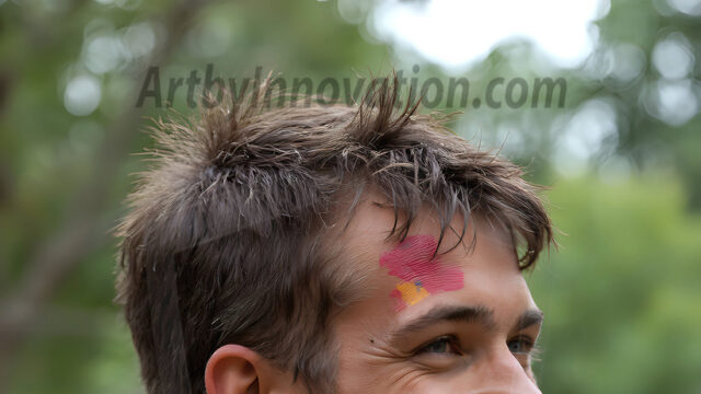 AI-generated abstract art featuring beautiful, handsome, sexy, shirtless, men, boys, lads, full of excitement joy and fun, covered in body paint, dynamic, interactive, Combining elements of realism with surreal abstract qualities, showcasing the potential of AI in artistic expression. Photos of guys, just smiling, happy, and having a good time. Most of them are smiling because a paint bomb just blow up next to them, so I'm calling is Abstract Art. When paint attacks and makes people happy, it's Art!