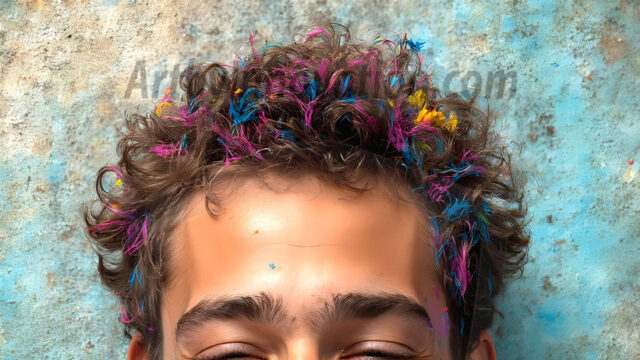 AI-generated abstract art featuring beautiful, handsome, sexy, shirtless, men, boys, lads, full of excitement joy and fun, covered in body paint, dynamic, interactive, Combining elements of realism with surreal abstract qualities, showcasing the potential of AI in artistic expression. Photos of guys, just smiling, happy, and having a good time. Most of them are smiling because a paint bomb just blow up next to them, so I'm calling is Abstract Art. When paint attacks and makes people happy, it's Art!