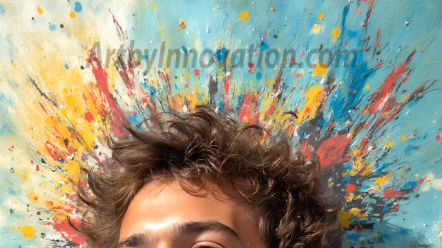 AI-generated abstract art featuring beautiful, handsome, sexy, shirtless, men, boys, lads, full of excitement joy and fun, covered in body paint, dynamic, interactive, Combining elements of realism with surreal abstract qualities, showcasing the potential of AI in artistic expression. Photos of guys, just smiling, happy, and having a good time. Most of them are smiling because a paint bomb just blow up next to them, so I'm calling is Abstract Art. When paint attacks and makes people happy, it's Art!