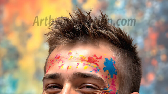AI-generated abstract art featuring beautiful, handsome, sexy, shirtless, men, boys, lads, full of excitement joy and fun, covered in body paint, dynamic, interactive, Combining elements of realism with surreal abstract qualities, showcasing the potential of AI in artistic expression. Photos of guys, just smiling, happy, and having a good time. Most of them are smiling because a paint bomb just blow up next to them, so I'm calling is Abstract Art. When paint attacks and makes people happy, it's Art!