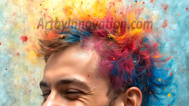 AI-generated abstract art featuring beautiful, handsome, sexy, shirtless, men, boys, lads, full of excitement joy and fun, covered in body paint, dynamic, interactive, Combining elements of realism with surreal abstract qualities, showcasing the potential of AI in artistic expression. Photos of guys, just smiling, happy, and having a good time. Most of them are smiling because a paint bomb just blow up next to them, so I'm calling is Abstract Art. When paint attacks and makes people happy, it's Art!