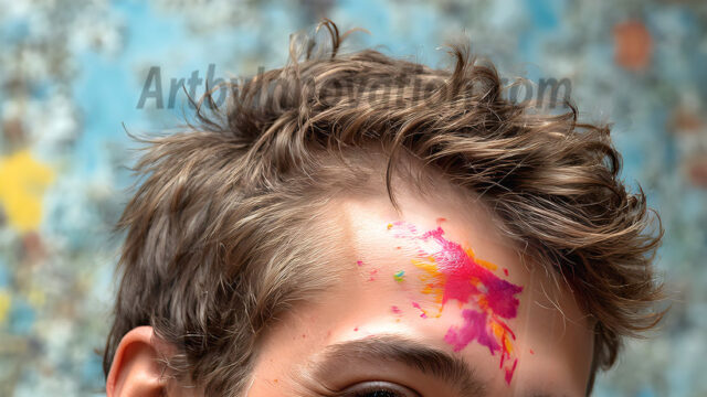 AI-generated abstract art featuring beautiful, handsome, sexy, shirtless, men, boys, lads, full of excitement joy and fun, covered in body paint, dynamic, interactive, Combining elements of realism with surreal abstract qualities, showcasing the potential of AI in artistic expression. Photos of guys, just smiling, happy, and having a good time. Most of them are smiling because a paint bomb just blow up next to them, so I'm calling is Abstract Art. When paint attacks and makes people happy, it's Art!