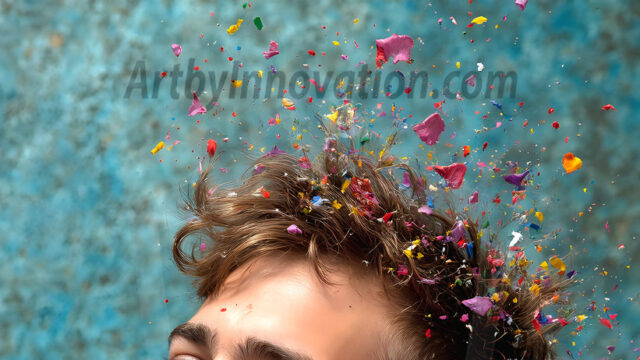 AI-generated abstract art featuring beautiful, handsome, sexy, shirtless, men, boys, lads, full of excitement joy and fun, covered in body paint, dynamic, interactive, Combining elements of realism with surreal abstract qualities, showcasing the potential of AI in artistic expression. Photos of guys, just smiling, happy, and having a good time. Most of them are smiling because a paint bomb just blow up next to them, so I'm calling is Abstract Art. When paint attacks and makes people happy, it's Art!