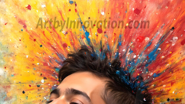 AI-generated abstract art featuring beautiful, handsome, sexy, shirtless, men, boys, lads, full of excitement joy and fun, covered in body paint, dynamic, interactive, Combining elements of realism with surreal abstract qualities, showcasing the potential of AI in artistic expression. Photos of guys, just smiling, happy, and having a good time. Most of them are smiling because a paint bomb just blow up next to them, so I'm calling is Abstract Art. When paint attacks and makes people happy, it's Art!