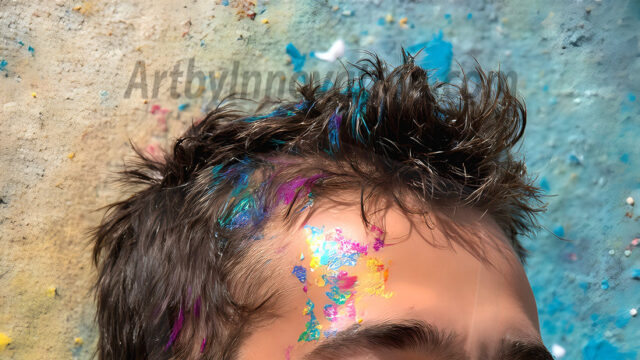 AI-generated abstract art featuring beautiful, handsome, sexy, shirtless, men, boys, lads, full of excitement joy and fun, covered in body paint, dynamic, interactive, Combining elements of realism with surreal abstract qualities, showcasing the potential of AI in artistic expression. Photos of guys, just smiling, happy, and having a good time. Most of them are smiling because a paint bomb just blow up next to them, so I'm calling is Abstract Art. When paint attacks and makes people happy, it's Art!